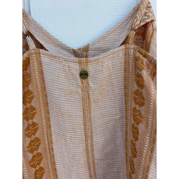 Rip Curl Button Front Strappy Midi Dress Boho Stripe Embroidered Size M - Picture 3 of 3